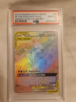 PSA 10 Moltres Zapdos Articuno GX 69/68 Pokemon Hidden Fates G Mint - Image 1