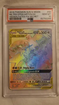 PSA 10 Moltres Zapdos Articuno GX 69/68 Pokemon Hidden Fates G Mint - Image 2