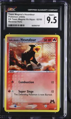 CGC 9.5 Team Magma's Houndour EX Team Magma Vs Aqua 62/95 Reverse Holo Pokemon - Image 1
