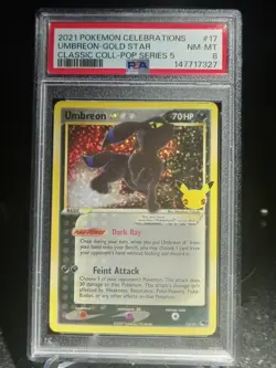 2021 Pokemon TCG Celebrations Umbreon #17 Classic Collection Gold Star PSA 8 - Image 1