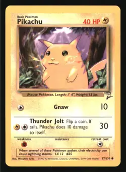 Pikachu 87/130 Common Base Set 2 Pokemon Lightly Played - Image 1
