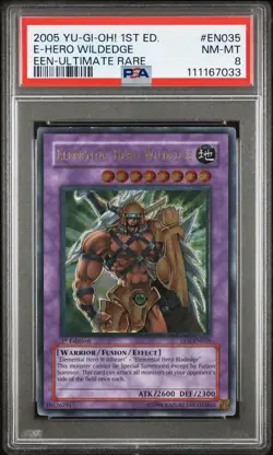 2005 Yu-Gi-Oh Elemental Hero Wildedge Elemental Energy EEN 1st Edition UTR PSA 8 - Image 1