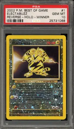 Pokemon Electabuzz Best of Game Winner Reverse Holo Promo #1 DAMAGED SLAB PSA 10 - Image 1