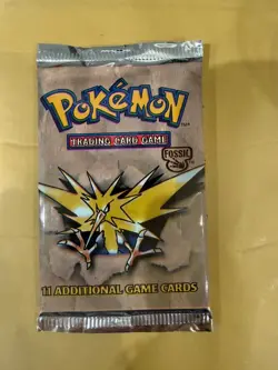 Pokemon TCG Fossil Booster Pack Zapdos Art, Sealed - Image 1