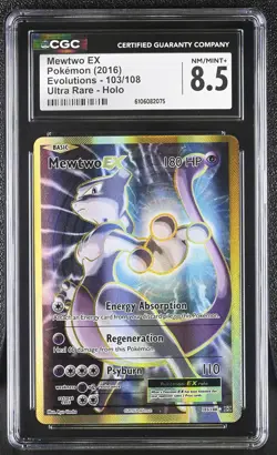 Mewtwo EX 103/108 Ultra Rare Holo Evolutions Pokemon CGC 8.5 Nm/mint+ - Image 1