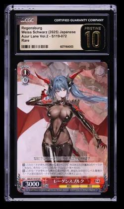 2025 Azur Lane Vol.2 Regensburg CGC Pristine Black 10 Japanese #S119-072 Rare - Image 1