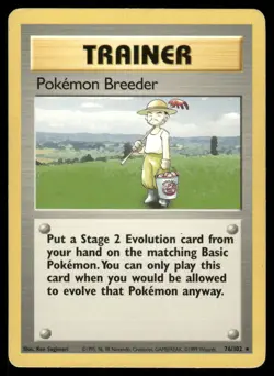 Pokemon Cards Pokemon Breeder 76/102 Base Set WOTC Unlimited Rare MP - Image 1