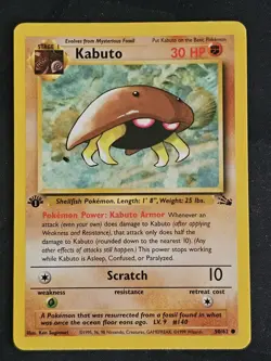 Kabuto Fossil 1st Edition 50/62 Common Card English LP/MP - Image 2