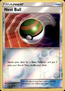 Pokemon Reverse Holo Nest Ball SM Base Set 123/149 LP - Image 1