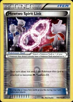 Pokemon Reverse Holo Mewtwo Spirit Link XY - BREAKthrough 144/162 LP - Image 1