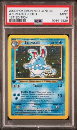 Pokemon Neo Genesis 2000 1st Ed First Azumarill #2 Holo EN 1st 2/111 PSA 9 MINT - Image 1