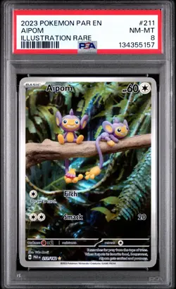 2023 Pokemon * Aipom * 211 * Paradox Rift * Illustration Rare * SV04 * PSA 8 - Image 1