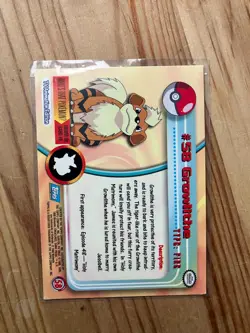 Topps Pokemon #58 Growlithe blue label - Image 2