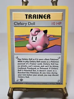 1999 Pokemon Clefairy Doll 1st Edition Base Set 70/102 Rare Small Crease - Image 1