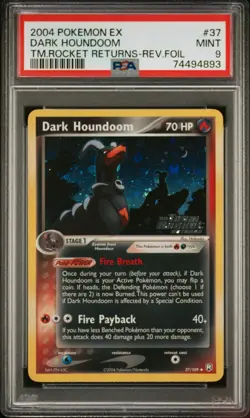 Pokemon TCG Reverse Holo Dark Houndoom 37/109 Team Rocket Returns PSA 9 Mint - Image 2