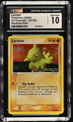 Pokemon CGC 10 Larvitar - EX Emerald #52/106 - Image 1