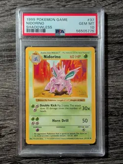 1999 Pokemon Base Set Nidorino Shadowless PSA 10 - Image 1