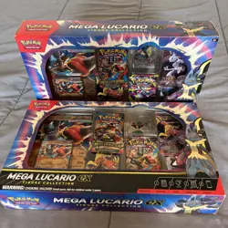 Set of 2 - Pokemon TCG Mega Lucario ex Figure Collection Box Factory Sealed - Image 1