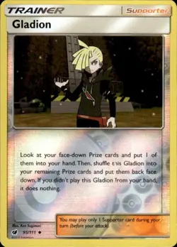 Pokemon Reverse Holo Gladion SM - Crimson Invasion 95/111 LP - Image 1