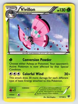 Vivillon 17/146 2014 XY Base Set Pokemon Card TCG Nintendo Holo Rare - Nm/Vlp - Image 1