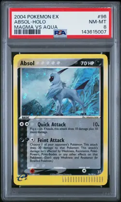 2004 POKEMON EX TEAM MAGMA VS TEAM AQUA #96 ABSOL-HOLO PSA 8 - Image 1