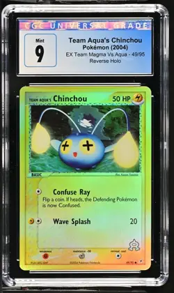 Pokemon TCG Team Aqua's Chinchou Team Magma vs Team Aqua 49 Reverse Holo CGC 9 - Image 1