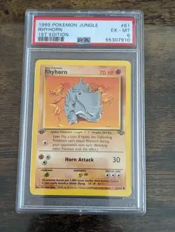 1999 Pokemon Jungle 1st Edition Rhyhorn #61 psa 6 Ex Mint! - Image 1