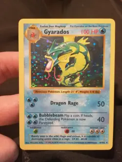 Pokemon Gyarados 6/102 BS Shadowless Base Set Holo Rare Exc - Image 1