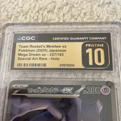 Pokemon Team Rocket's Mewtwo ex Special Art Rare Mega Dream ex 237/193 CGC 10 2… - Image 3
