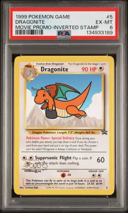 1999 POKEMON GAME MOVIE PROMO-INVERTED STAMP #5 DRAGONITE PSA 6 - Image 1