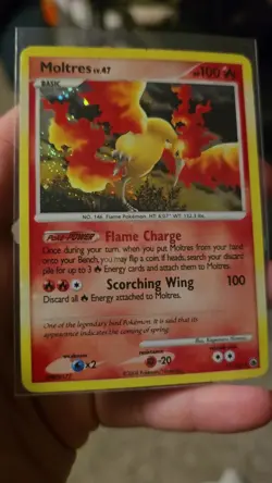 2008 Moltres LV.47 10/100 Majestic Dawn HOLO Pokemon TCG Card Holo Bleed - Image 2