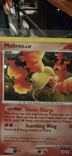 2008 Moltres LV.47 10/100 Majestic Dawn HOLO Pokemon TCG Card Holo Bleed - Image 3
