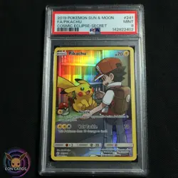 Pikachu FULL ART SECRET 241/236 (PSA 9 MINT) Sun & Moon Pokemon Cards - Image 1