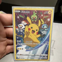 Pokemon Pikachu SWSH020 Promo Holo Card Sword & Shield Basic 70HP Iron Tail - Image 1