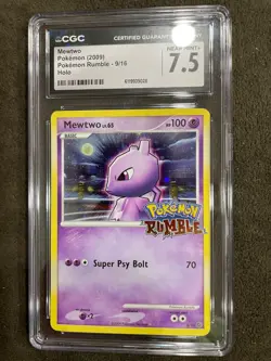 Mewtwo Pokemon Rumble Holo Stamped Card 9/16 Graded CGC 7.5 NM - Image 1