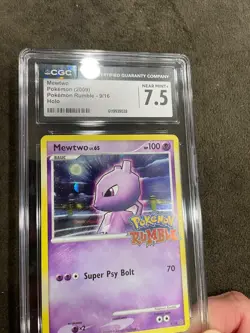 Mewtwo Pokemon Rumble Holo Stamped Card 9/16 Graded CGC 7.5 NM - Image 3