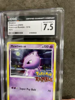 Mewtwo Pokemon Rumble Holo Stamped Card 9/16 Graded CGC 7.5 NM - Image 4