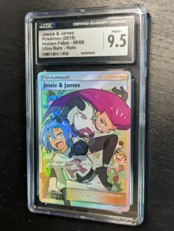 2019 POKEMON 🚀 SUN & MOON HIDDEN FATES #68 FULL ART/JESSIE & JAMES 💢 CGC 9.5 - Image 2