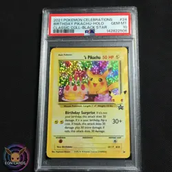 Birthday Pikachu HOLO RARE #24 (PSA 10 GEM MINT) Celebrations Pokemon Cards - Image 1