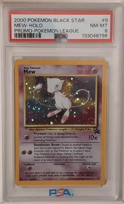 2000 Pokemon Black Star Promo Mew #9 Holo PSA 8 SWIRL Vintage - Image 1