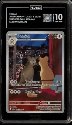 Pokemon Persian Shrouded Fable Illustration Rare #078 TAG 10 Gem Mint - Image 1