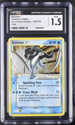 Pokemon Card CGC 1.5 Suicune Gold Star EX Unseen Forces 115/115 - Image 1