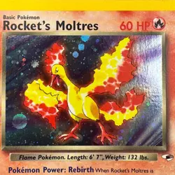Rocket's Moltres HOLO Rare SWIRL Card Pokemon TCG Card 12/132 Gym Heroes NM - Image 3