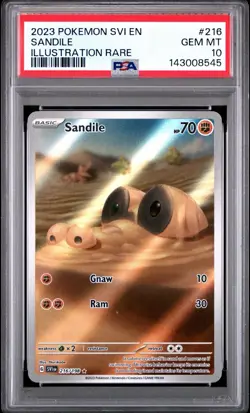 2023 POKEMON SVI EN-SCARLET & VIOLET ILLUSTRATION RARE #216 SANDILE PSA 10 RARE - Image 1