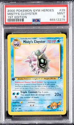 2000 POKEMON GYM HEROES 1ST ED #29 MISTY'S CLOYSTER PSA 9 - Image 1