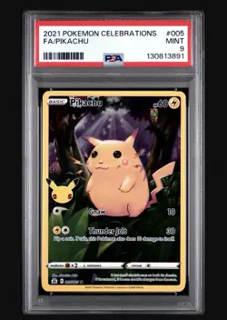 Pokemon TCG Pikachu Celebrations 005/025 Holo Rare Full Art 2021 PSA 9 - Image 1