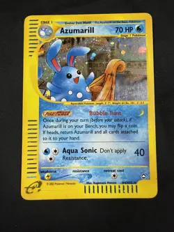 Pokemon Azumarill Aquapolis Holo Rare MP H4/H32 The Pokemon Company 2002 - Image 1