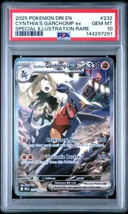 PSA 10 Cynthia's Garchomp EX 232/182 Pokemon Destined Rivals SIR - Image 1