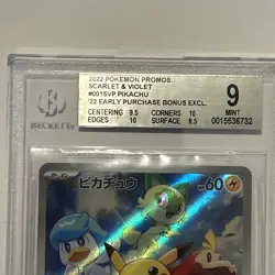 Japanese 2022 Pikachu 001/SV-P Promo Early Bonus BGS Graded 9 Pokemon TCG Card - Image 3