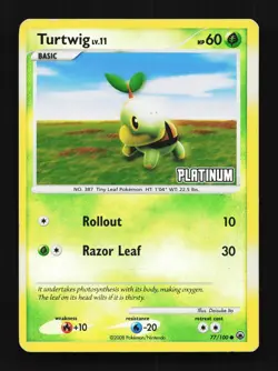 Turtwig 77/100 MP Majestic Dawn English Pokemon Card TCG - Image 1